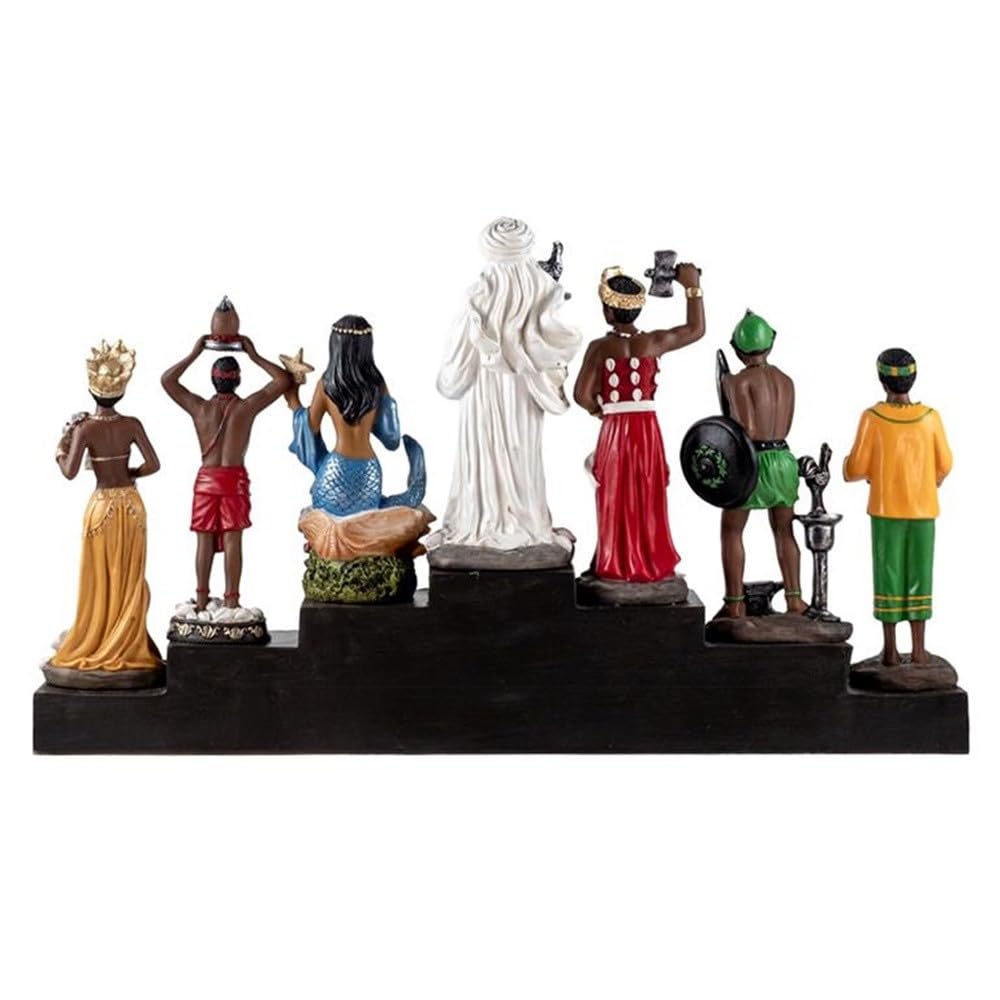 Potencias Africanas en Trono Figura 39 cm. panteón Yoruba Obatala Chango Ochun Yemaya Orula