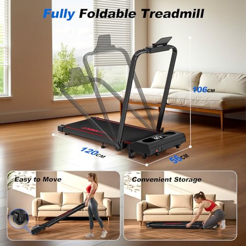 6 in 1 Folding Treadmill with 1-12KM/H, 9% Incline Walking Pad Foldable with APP, 2.75HP Under Desk Treadmills for Home Office, Running Machine Portable with Magnetic Remote Control, 350LBS Weight - Image 7
