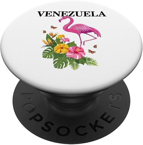 Miniatura 1 de Venezuela Flamingo Plantas Recuerdo Venezolano Vintage PopSockets Estándar PopGrip