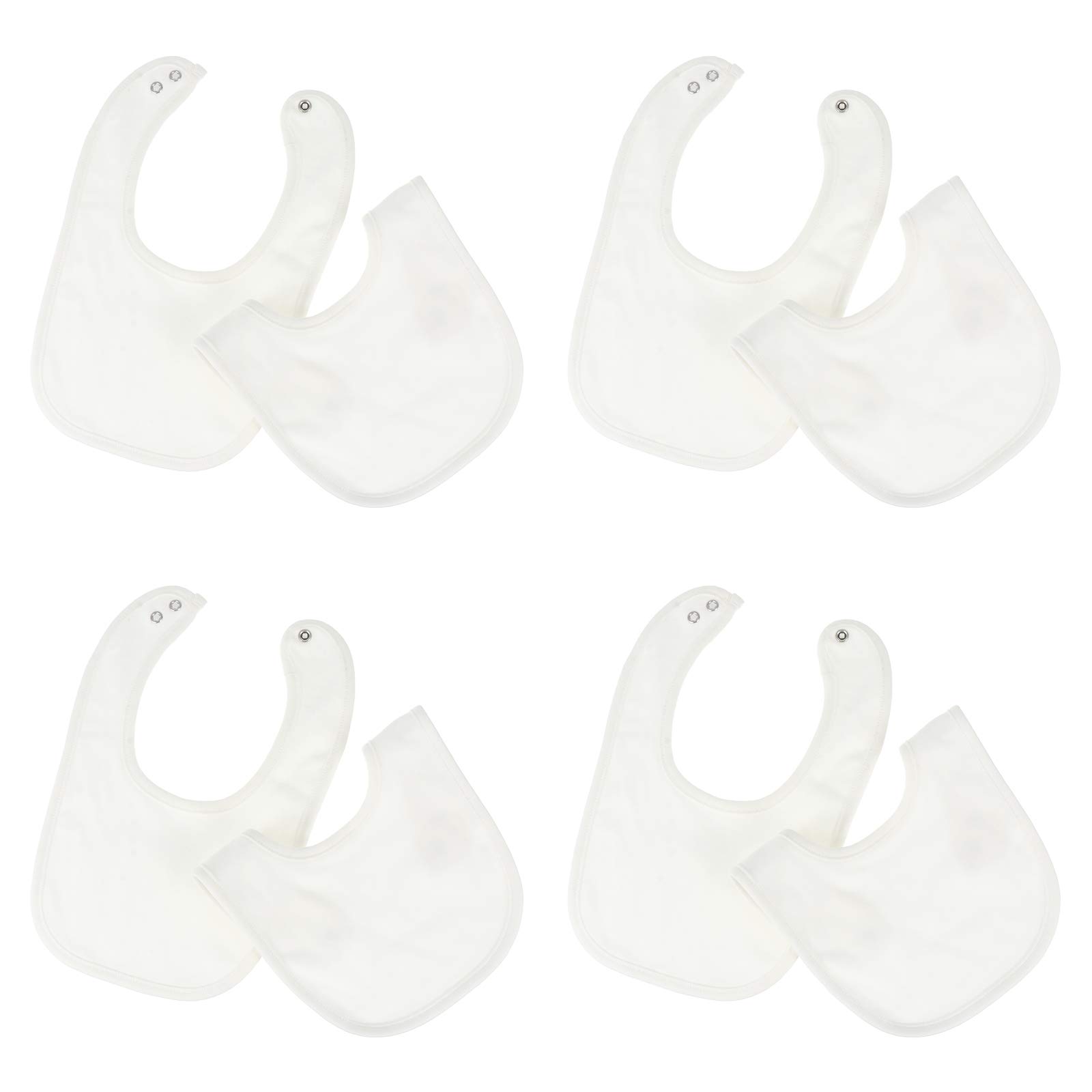 Beaupretty Bavaglini Assorbenti per Bava e Dentizione 8 Pezzi Cotone Bianco