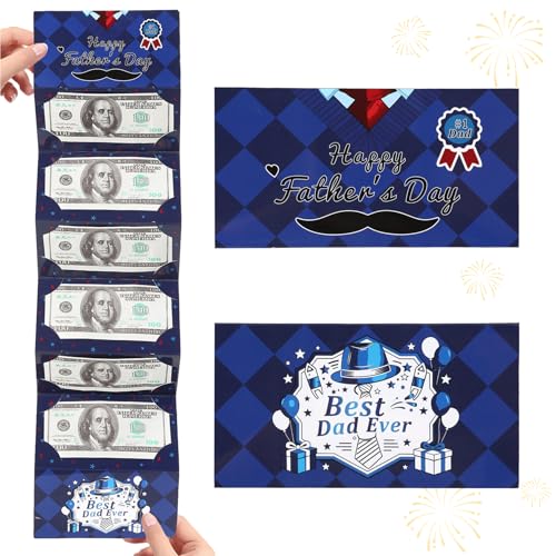 Exnzimxs Fathers Day Money Envelopes for Cash Gifts, DIY Money Holder with 6 Slots, Blue Cash Envelopes Surprise Happy Fother's Day Gifts for Papa Dad Grandpa Husband Uncle Father in Law