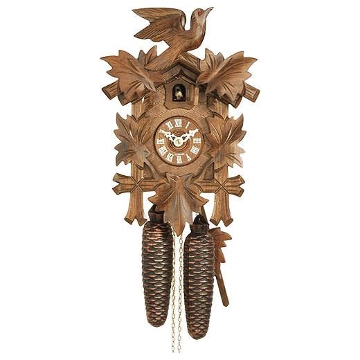 German Cuckoo Clock 8-day-movement Carved-Style 12.00 inch - Authentic black forest cuckoo clock by Hekas