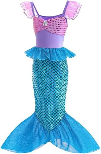 Miniatura 3 de Lito Angels Disfraz de princesa sirena para fiesta de disfraces para niños y niñas con accesorios, talla 2T a 14