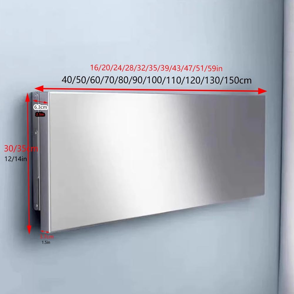 Scrivania pieghevole da parete in acciaio inox, banco da lavoro e tavolo da pranzo (61 cm, 71 cm, 91,4 cm), tavolo invisibile salvaspazio per bar o piccoli spazi (100 x 35 cm)