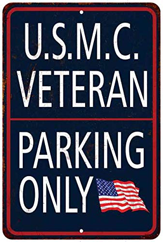 U.S.M.C Marine Corps Parking Only Sign Military Signs Vintage Décor Plaque Wall Art Rustic Tin 8 x 12 High Gloss Metal 208120062006