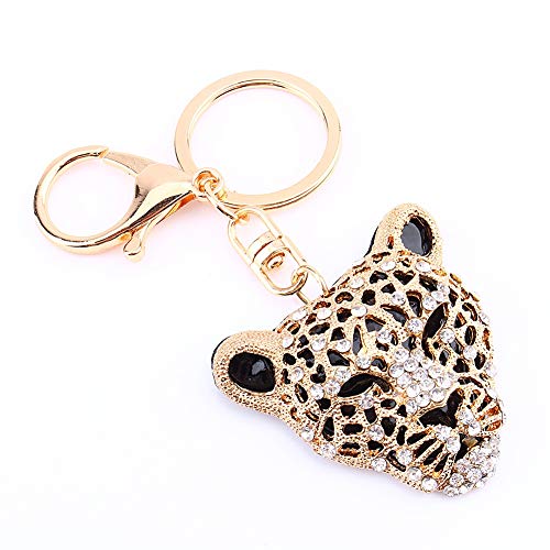Llavero de Leopardo con Diamantes de Imitación y Colgante con Forma de Bolso y Llavero, Decoración de Cadena Cover