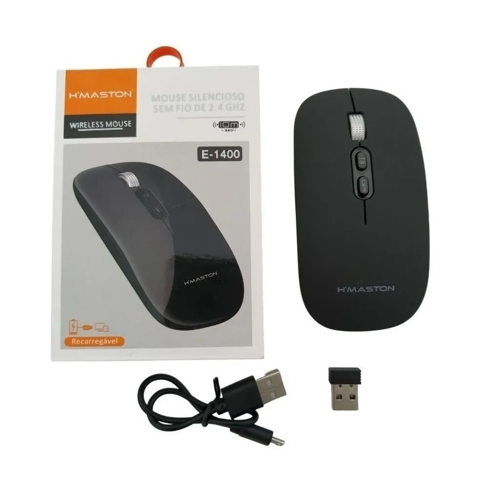 Mouse H’MASTON Sem Fio Wireless Bateria Recarregável Silencioso ...