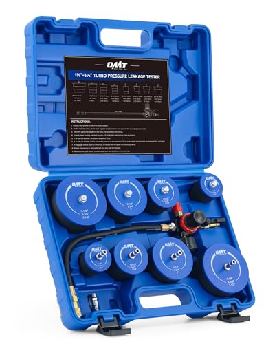 Orion Motor Tech Turbo System Leakage Tester Kit 10pc Turbo Boost Leak Tester Set with 4 Pairs of Stepped Adapters 1-3/8 to 3-1/2 Turbo Pressure Leakage Tester for Cooling Emissions Exhaust Pipes