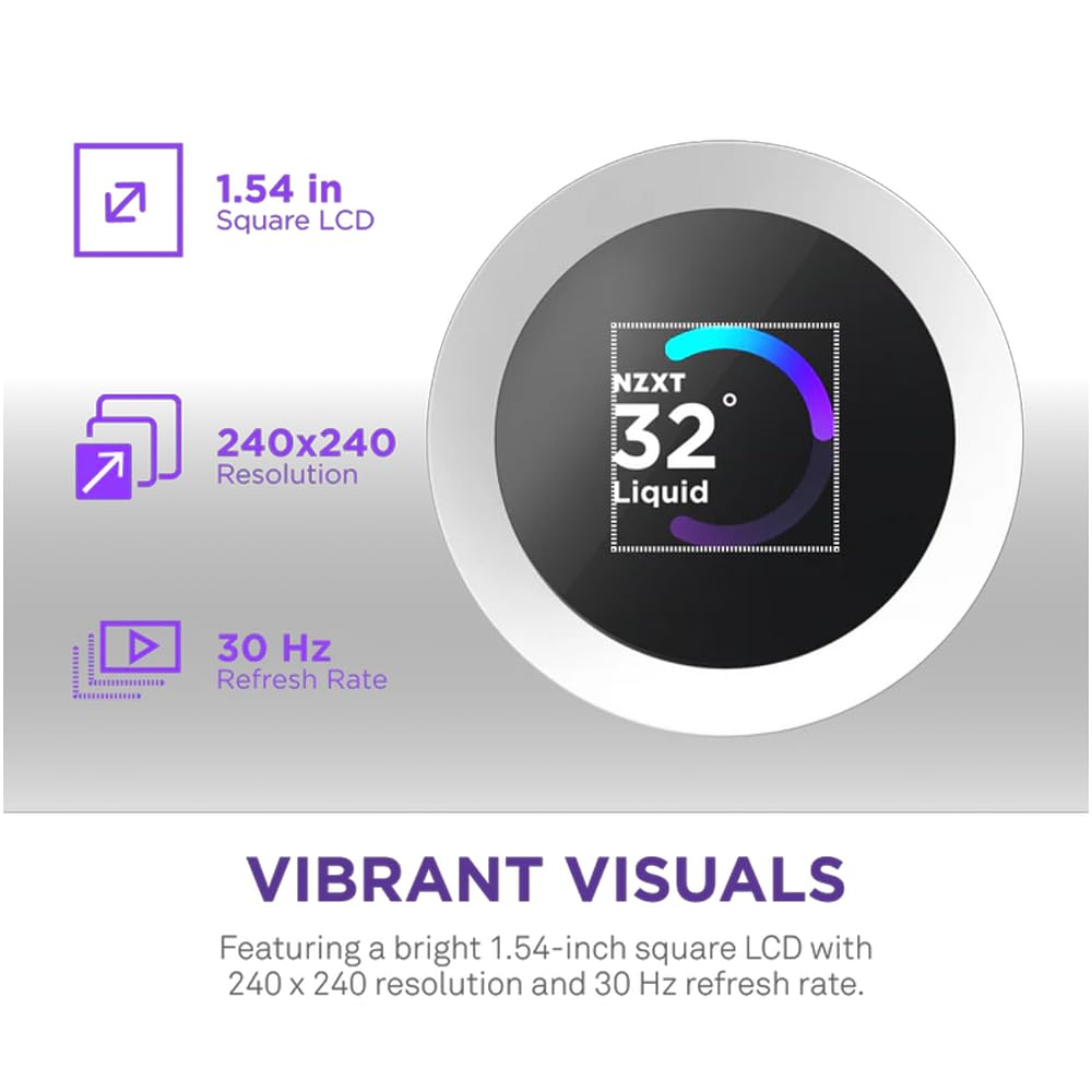 NZXT Kraken Plus 360 RGB – Refrigeración líquida CPU AIO – Radiador 360mm – Ventilador F360 RGB Core – Pantalla LCD 1,54" Personalizable – AMD® AM5, AM4 – Intel® LGA 1851/1700, 1200/115X – Blanco