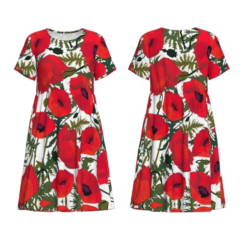 Robe de plage fluide et légère à imprimé coquelicot rouge - 5