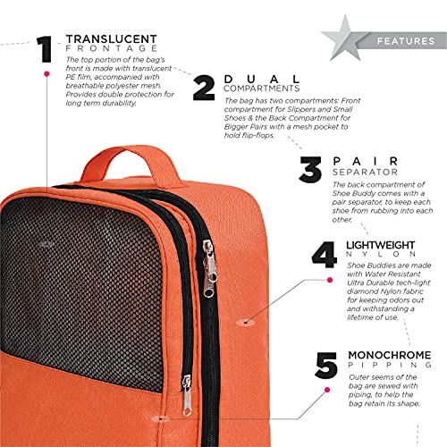 FATMUG Travel Shoe Bag - Gym Men and Ladies Footwear Packing Storage Portable Cover - Orange 3 51YdE0DzP7L