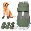 DcOaGt Dog Shoes for Large Dogs Mesh Breathable Dog Boots Paw Protectors for Hot Pavement Summer Winter Snow 360 Anti Slip Dog Booties for HikingWalkingMilitary Green 4PCSSize 8