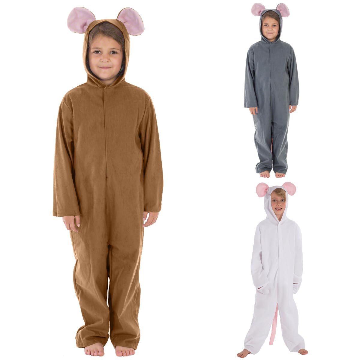 Charlie Crow Mouse Costume for kids Grey, Brown and White | Four Sizes | 3-11 Years