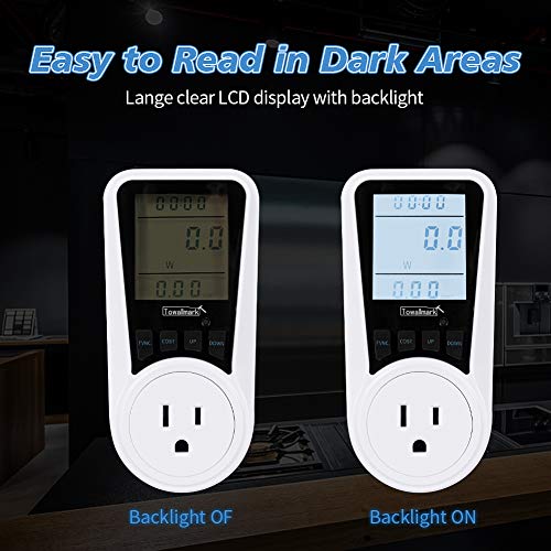 Watt Meter, Electricity Usage Monitor, Towallmark 2Pcs Power Meter With Big Lcd Display + Backlight, Power Consumption Monitor, Socket Meter, Kilowatt Wattage Voltage Amp Tester #TOP2