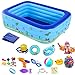 ZEIYUQI Piscine Facile Water Park per I Bambini Esterno Smontabile Portatile Piscina Rettangolare PVC Piscina di Acqua per I Bambini,Blu,180 * 140 * 72CM