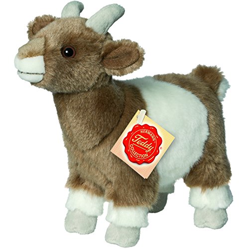 Teddy Hermann 91719 Ziege braun/weiß 22 cm, Kuscheltier mit idealem Recyclinganteil (Füllmaterial)