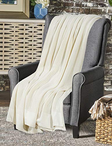 Sapphire Collection Pure 100% organic Cotton thermal Soft Lightweight Adult Cellular Blanket (Cream, King 260 * 230cm) - Image 2