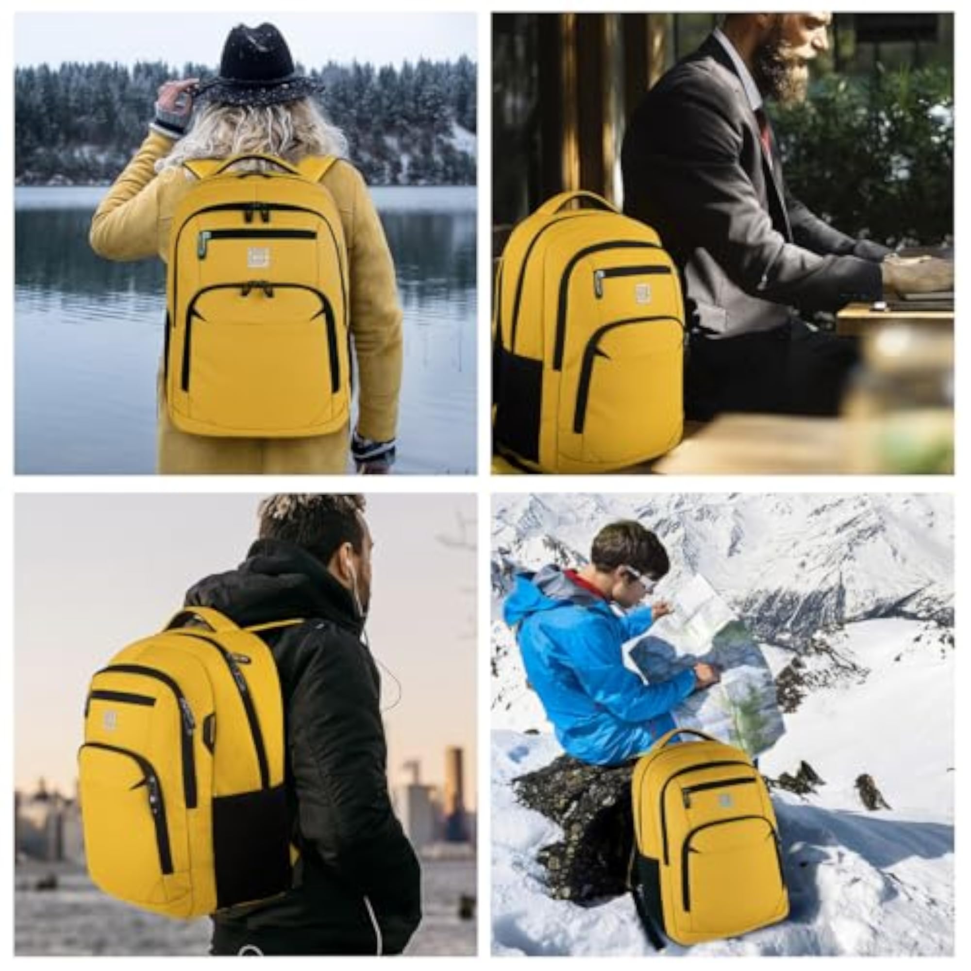 Yellow Laptop Backpack, 15.6 Inch