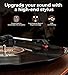 Vangoa Record Player with External Speakers Belt-Drive Turntable for Vinyl Records Dual Stereo Speakers LP Players Support 3 Speed 3 Size Wireless Playback AUX Headphone Input Auto Stop, Brown