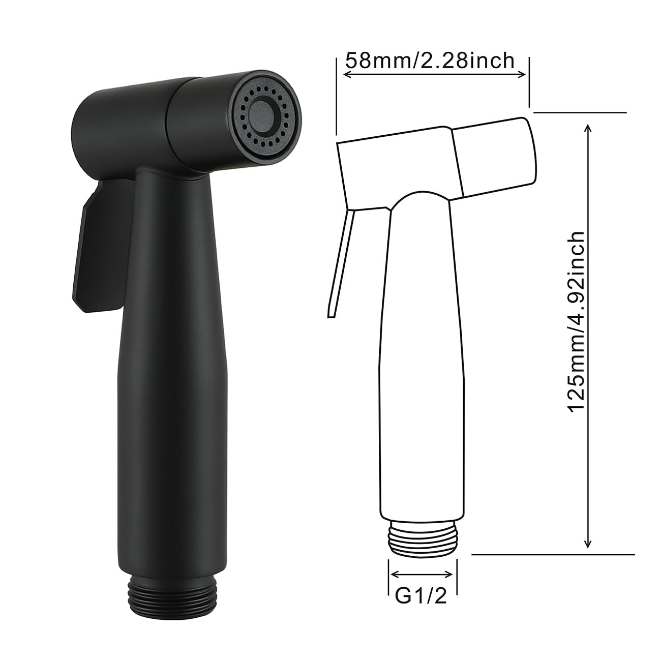 Ensemble mitigeur de bidet noir mat pour toilettes musulmanes chaud/froid avec kit de pulvérisateur Shattaf pour montage mural