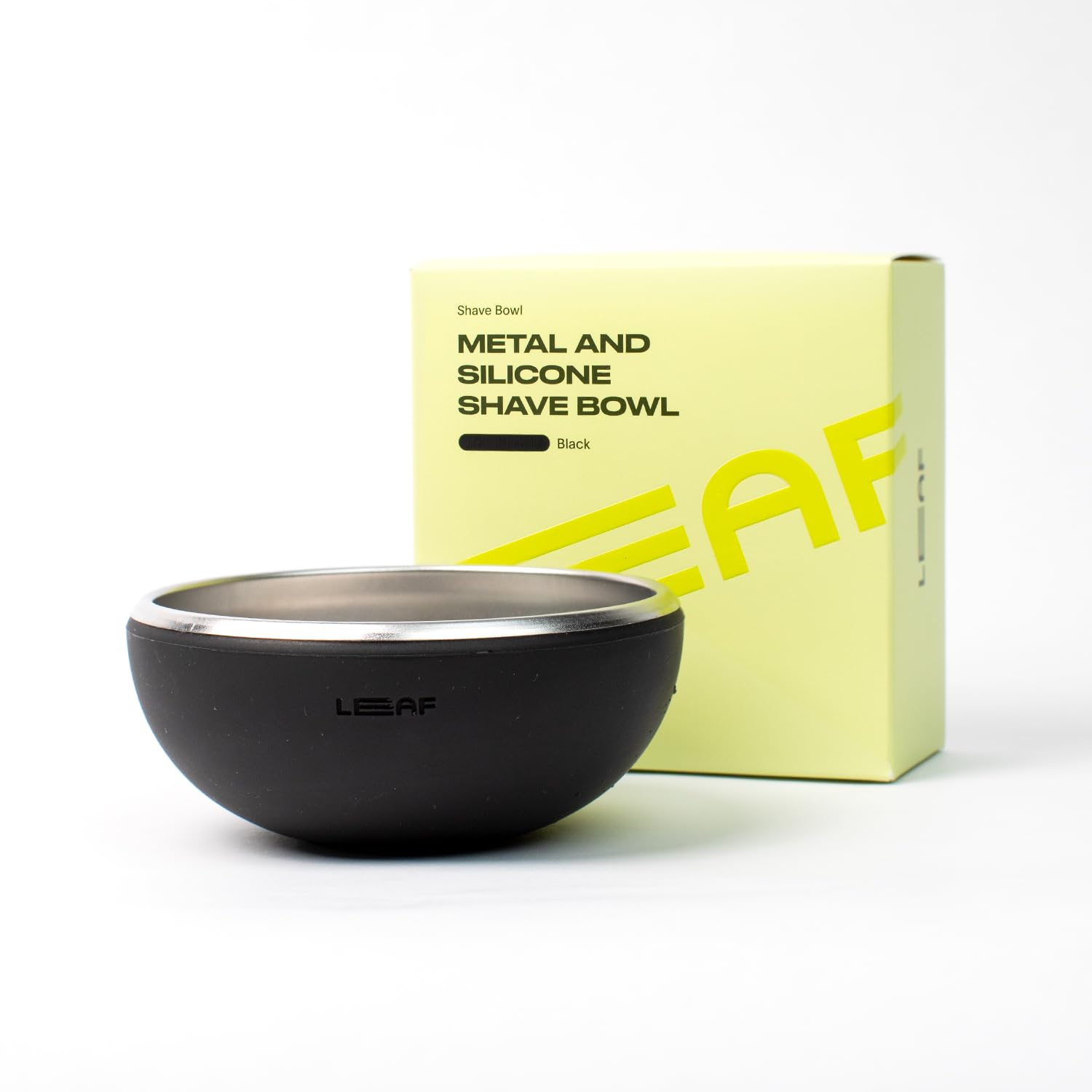 Leaf Shave | Shave Bowl, Black - Stainless Steel and Silicone Shaving Bowl for Grooming