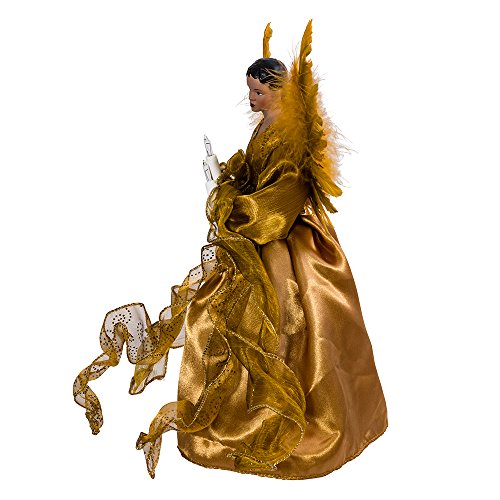 Kurt Adler Ul 10-Light African American Angel Christmas Treetop Figurine, 13-Inch, Gold #TOP4