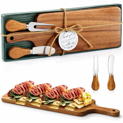 Set de tabla de cortar cuadrada de madera con cuchillo y tenedor miniatura 1