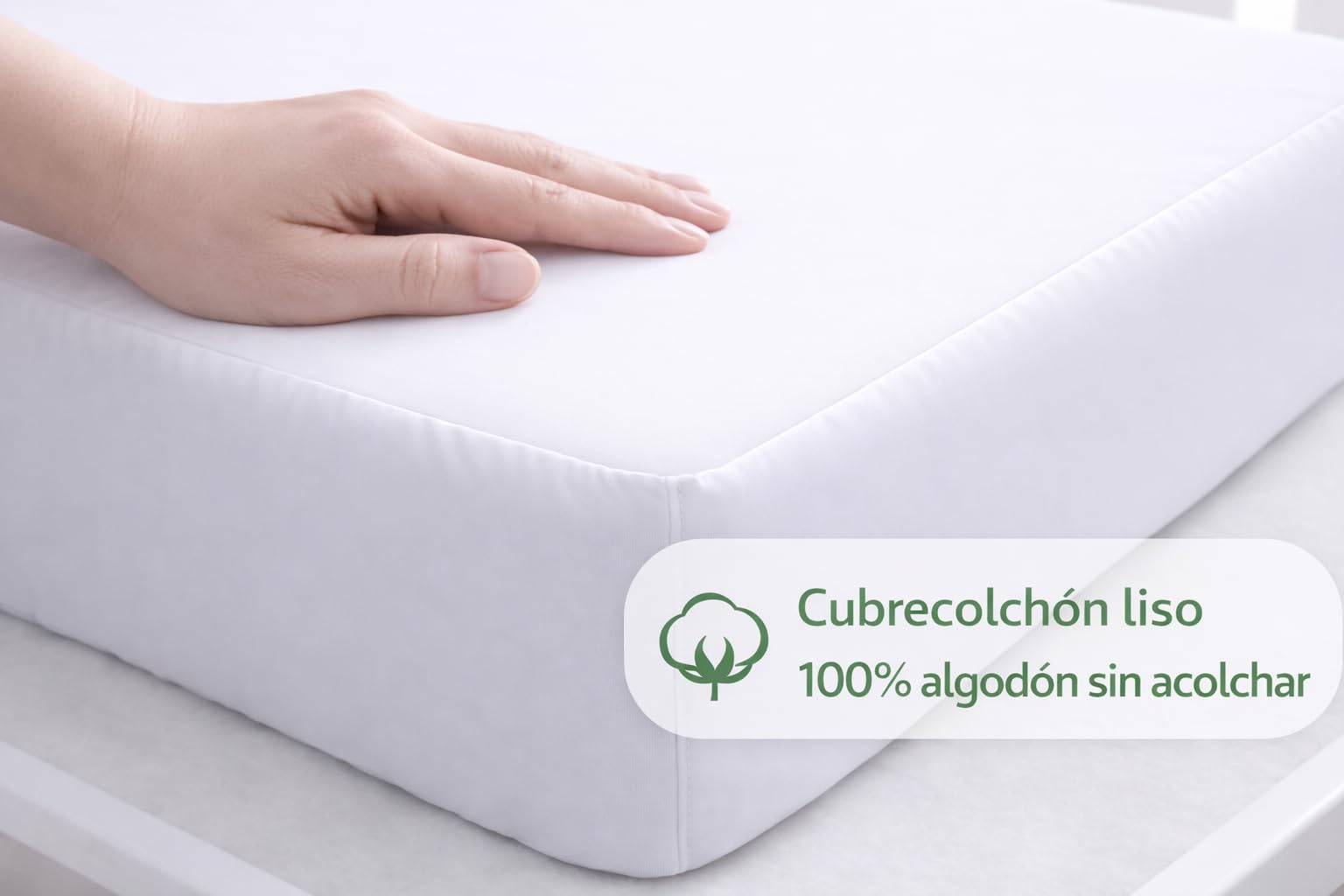 TRAMAS+ Protector Colchón Liso Impermeable Cama 150 – Cubrecolchón Algodón Transpirable, Suave y Ajustable 150x190 / 200 cm