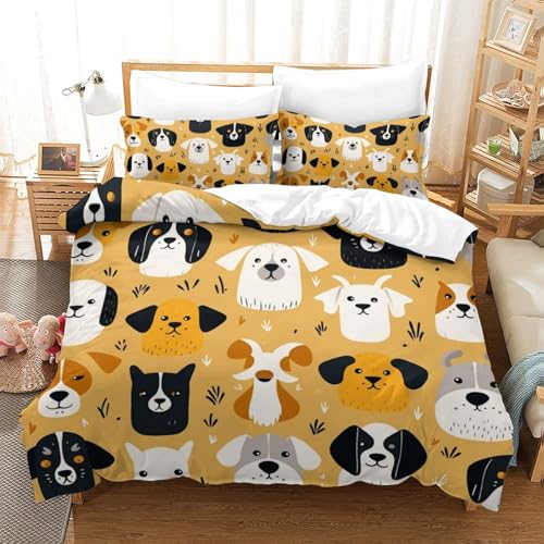 Housse de couette microfibre imprimé 3D chiens mignons 3 pièces - 2