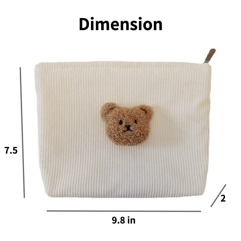 Miniatura 3 de Bolsa de maquillaje estética, pequeña bolsa de cosméticos para mujer, bolsa de maquillaje de viaje, bolsa de aseo para mujer (oso blanco)