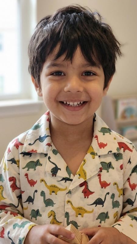 THE WEAVERS SHOP BY RAAVI Boys Night Suit (White & Multicolour, 18-24M) 3