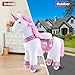 WondeRides Ride on Unicorn Pink Riding Horse Toys Size 4 for Age 4-9 Years, 36 inch Height Plush Riding Unicorn Pony Ride on Horse Toy Giddy up Rocking Mechanical Walking Animal with Wheels M431