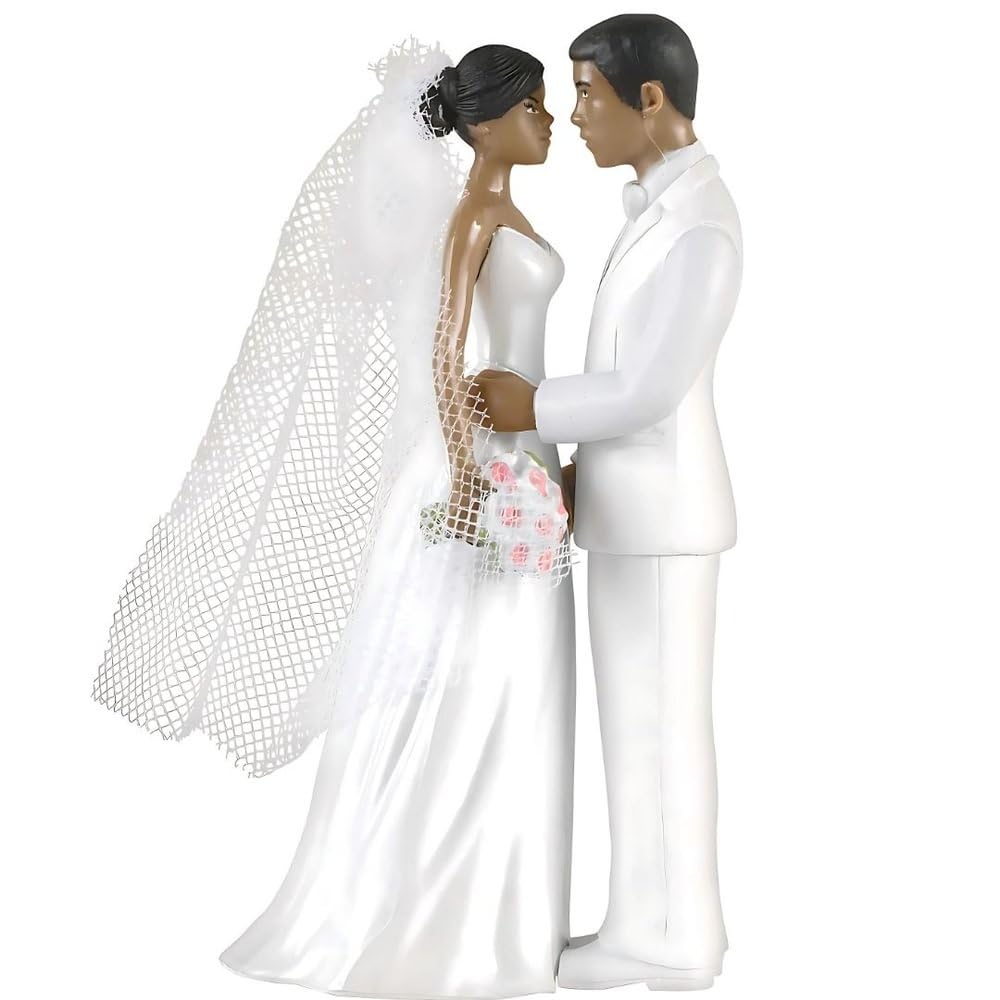 Eleganter afrikanischer amerikanischer Tortenaufsatz aus weißem Kunststoff, 11,4 cm, 1 Stück, einzigartige und stilvolle Tafeldekoration, perfekt für Hochzeiten, Verlobungen und Jubiläumsfeiern