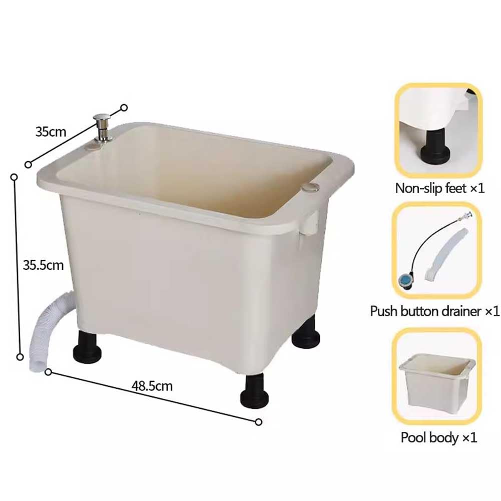 Cubo de Fregona de plástico ABS con Botón de Drenaje Rápido, Lavabo con Manguera de Drenaje expandible, Cubo de Limpieza Grande para Lavadero, Garaje, 48,5 * 35 * 35,5 cm