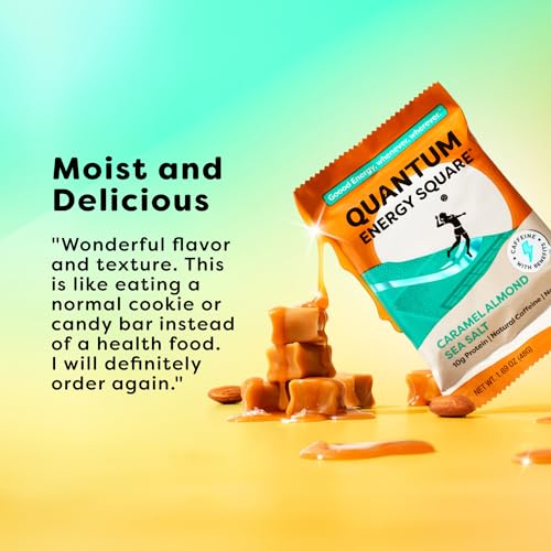 Quantum Energy Squares Quantum Energy Square: Energy Bar With Caffeine & 10G Proteinch Delicious Healthy Snack On The Go. (Vegan, Gluten-Free, Soy-Free, Dairy-Free). Flavor: Caramel Almond Sea Salt 8Pk thumb #3
