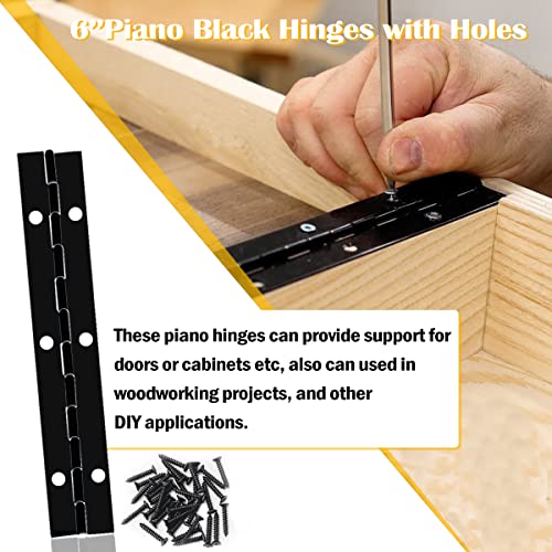 6 Pcs Piano Hinge For Cabinet, 6 Inch Black Stainless Steel Continuous Folding Hinges With Mounting Screws, For Doors, Cabinets, Window #TOP3