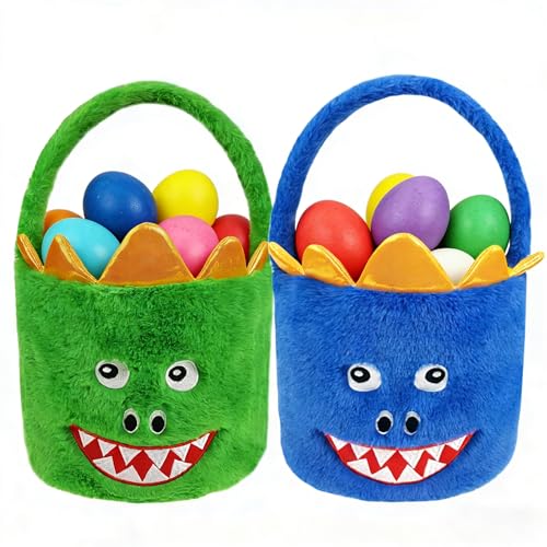 Panier de Pâques dinosaure (Lot de 2) - Cadeaux de fête et contenant surprise pour enfants