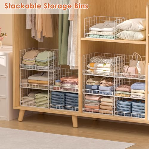 Image of Yociyoga 8-Tier Stackable Closet Organizers and Storage Shelves, Foldable Closet Shelf Organizer, Stackable Storage Bins Drawers for Closet Organizer System, White(Patent No. 30022416)