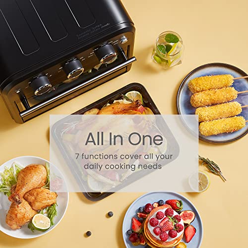 Comfee' Retro Air Fryer Toaster Oven, 7-In-1, 1250W, 14Qt Capacity, 4 Slice, Air Fry, Bake, Broil, Toast, Warm, Convection Broil, Convection Bake, Black, Perfect For Countertop (Co-A101A(Bk)) #TOP3