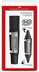 Marcador Permanente, Faber-Castell, duas pontas, SM/MP2PPR,em cartela, cor preto