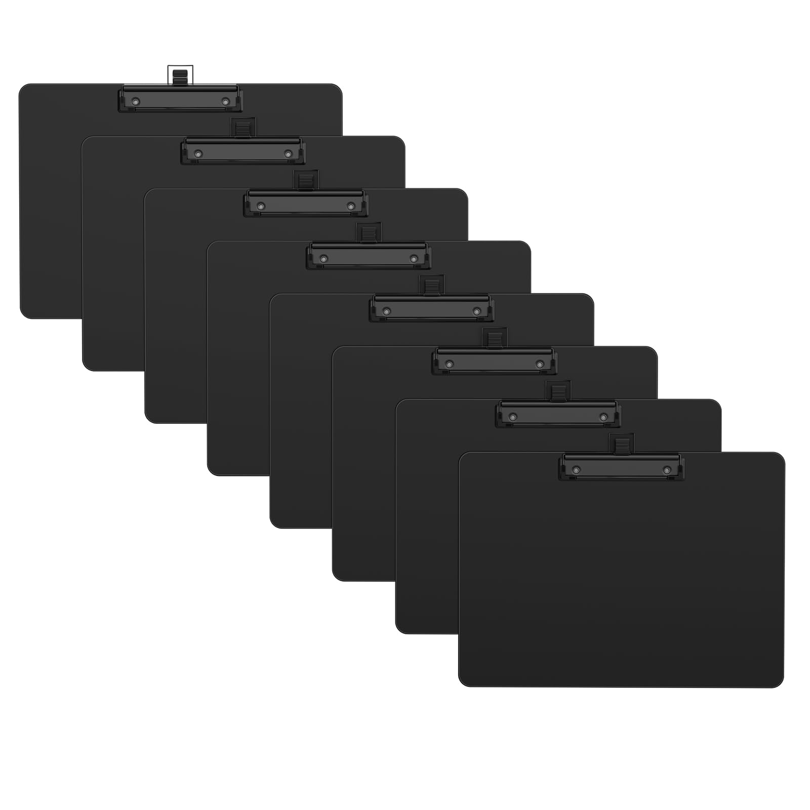 Juvealoe Horizontal Clipboard with Pen Holder, Black 8.5 x 11 Plastic Clip Boards for Classroom, Teacher, Size 9 x 12.5 in, Landscape Layout, School &