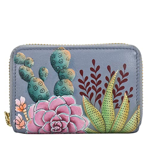 Image of Anuschka Credit Card & Business Card Holder - Genuine Leather, Hand-painted Original Artwork - Holds 11 cards, Desert Garden, One Size, Credit and Business Card Holder 1110