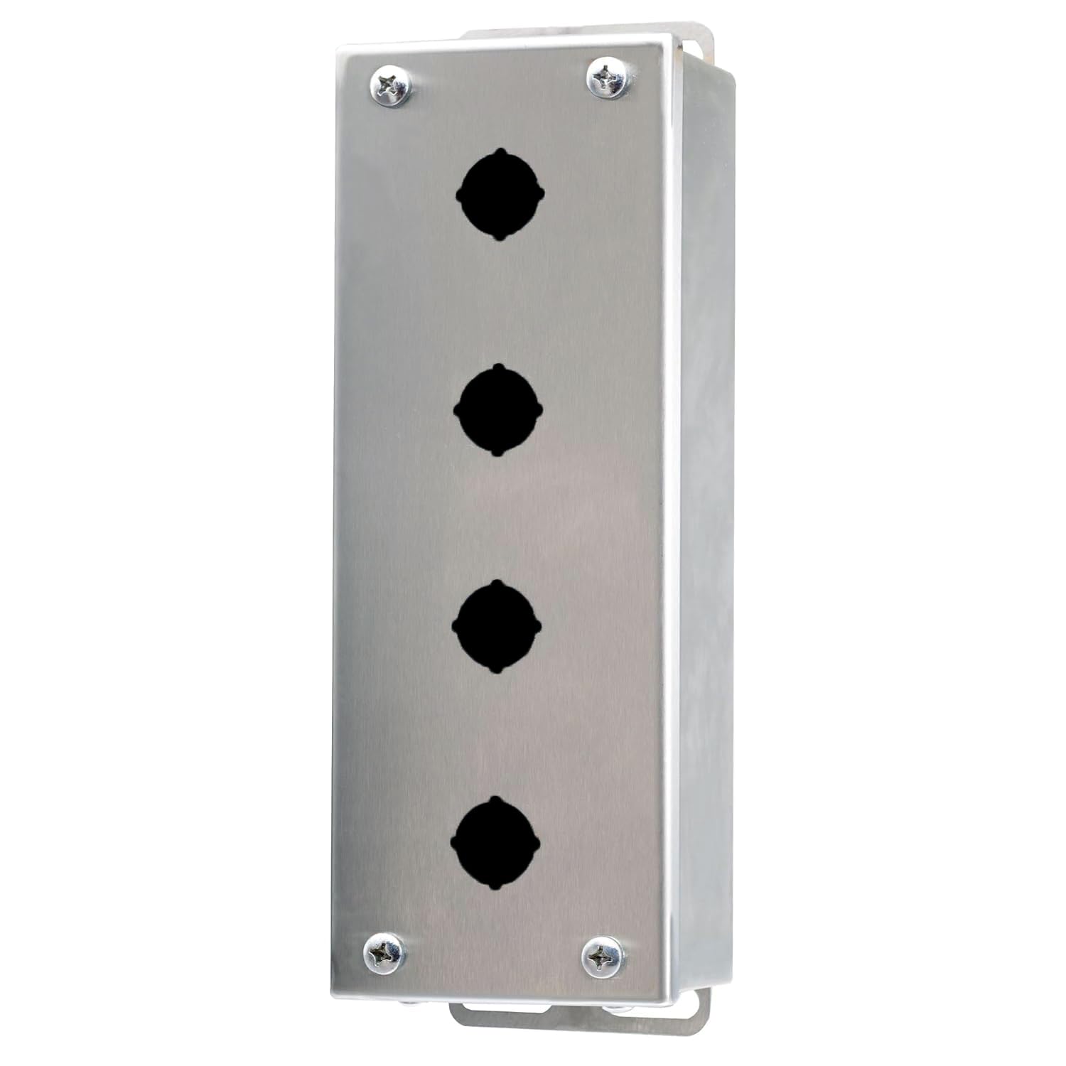 Yongchen Push Button Box 11x4x3 inch 304 Stainless Steel Electrical Enclosure, IP66 Waterproof and Dustproof Metal Box, Indoor and External Wall Hanging, Four Hole