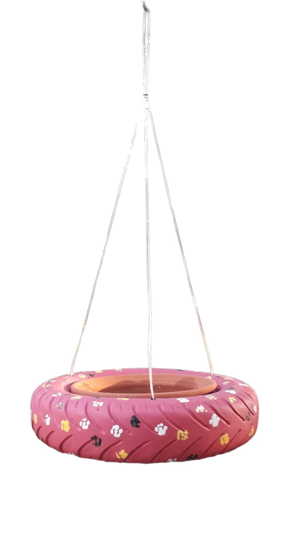 Rose Garden Art Presents Beautiful Bird Water/Food Feeder Hanging Soil Pot(Bowl) with Tire .(Pink) (B0C21233MJ) Amazon Price History, Amazon Price Tracker
