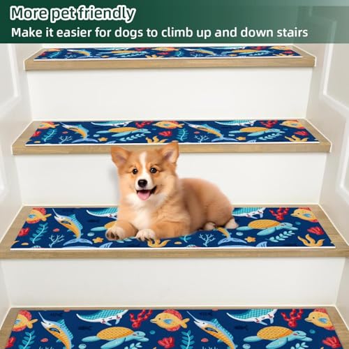 Alfombras de escalera con diseño marino que evitan resbalones de perros 6