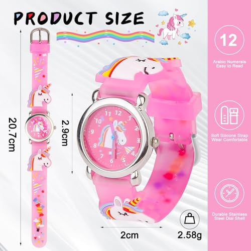 Girls Watches,Unicorn Analog Watch Waterproof Toddler Baby Watch,Gifts for Kids Age Over 3 Year Old Children,Girls Birthday Christmas Gifts4