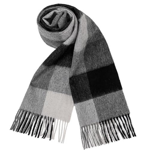 Cashmere Wool Plaid Winter Scarf for Women & Men