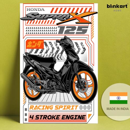 Image of BLINKART Honda Supra X 125Car Posters Sticker Gift Items for Boys Room Wall Decor || Comes with Double-Sided Tape|| Decoration Bedroom Living Room Office Studio Decor | 12x18 In (A3) - CAR-279