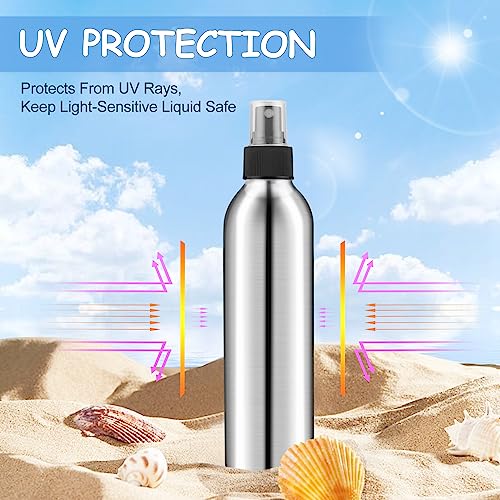 4-Pack 8oz Aluminum Fine Mist Spray Bottles,Empty Metal Atomizer Bottles with Press Pump&Lids,Perfume Spray Bottles Cosmetic Storage Container Travel Bottles4