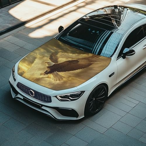 Image of Car Hood Cover Eagle Car Hood Cover Protector Stretch Elastic Car Front Hood Protective Cover Removable Automotive Accessories Ft Fits Most Cars